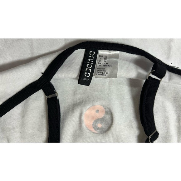 H&M Yin Yang Symbol Graphic Tank Crop Top Cami Camisole Tee T-Shirt Size XS ☯️ - Picture 3 of 3